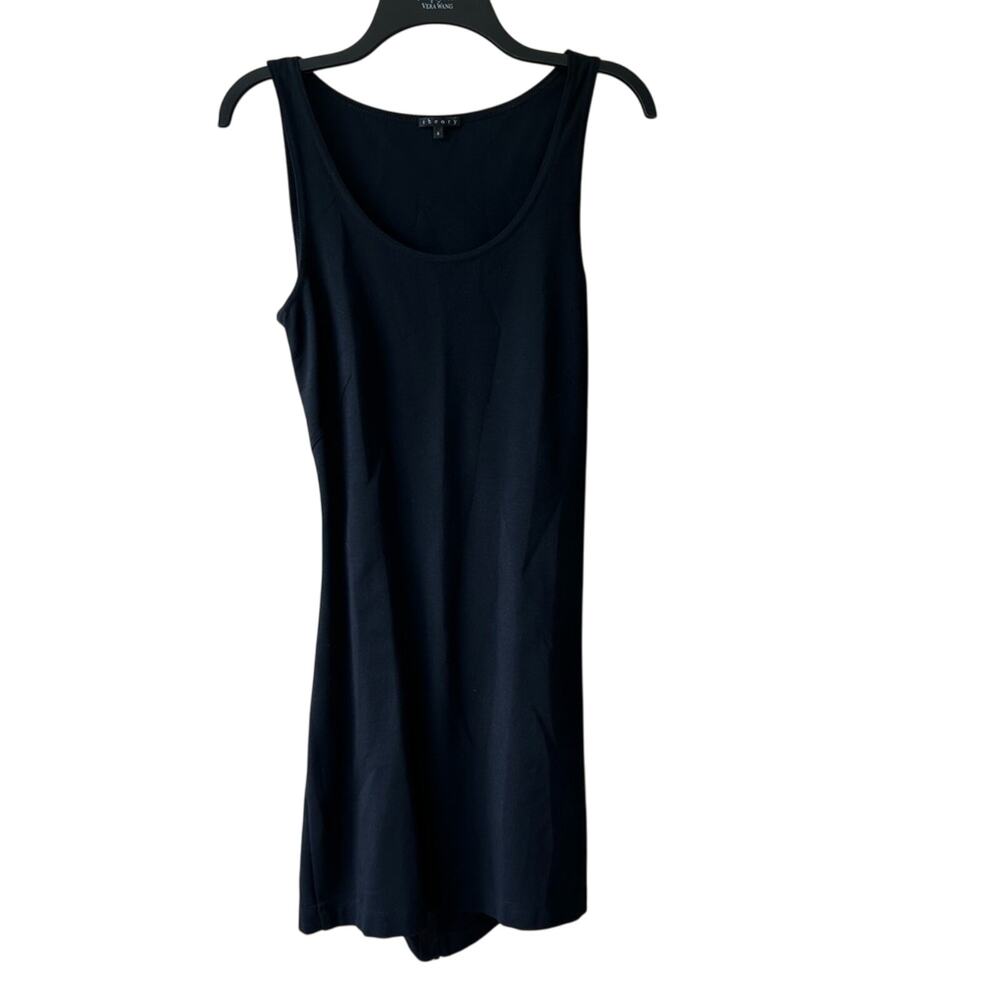 Theory Sheath Dress Bodycon Sleeveless Knit Open Back Black Womens 8 Event Party